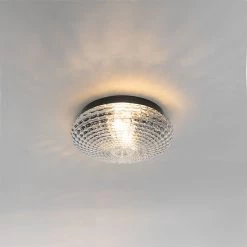 QAZQA Klassische Deckenleuchte schwarz mit Rauchglas 30 cm IP44 - Nohmi -Outdoor Lights Store 1714 104977 9