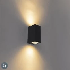 QAZQA 4er Set moderne Wandleuchten schwarz IP44 - Baleno II