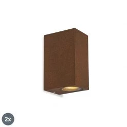 QAZQA 2er Set Industrie Wandleuchten rostbraun IP44 - Baleno II