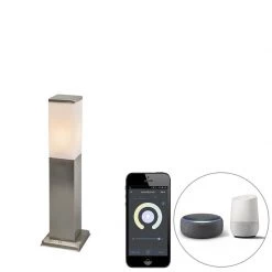 QAZQA Smart buitenlamp 45 cm staal incl. Wifi P45 - Malios