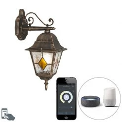 QAZQA Smart vintage buiten wandlantaarn brons incl. Wifi A60 - Antigua