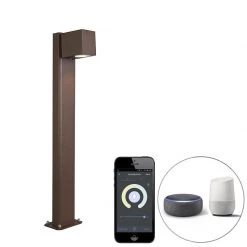 QAZQA Smart staande buitenlamp roestbruin 65 cm IP44 incl. Wifi GU10 - Baleno