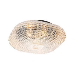 QAZQA Klassische Deckenleuchte schwarz mit braunem Glas 40 cm IP44 - Damian