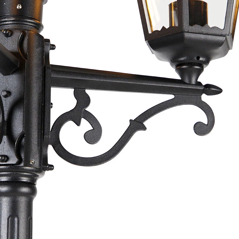 QAZQA Außenlaterne schwarz 220 cm 3-flammig IP44 - Havanna 5 QAZQA Außenlaterne schwarz 220 cm 3-flammig IP44 - Havanna - Image 3