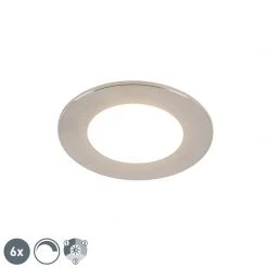 QAZQA 6er Set Einbaustrahler Stahl inkl. LED 3-Stufen dimmbar IP65 - Blanca