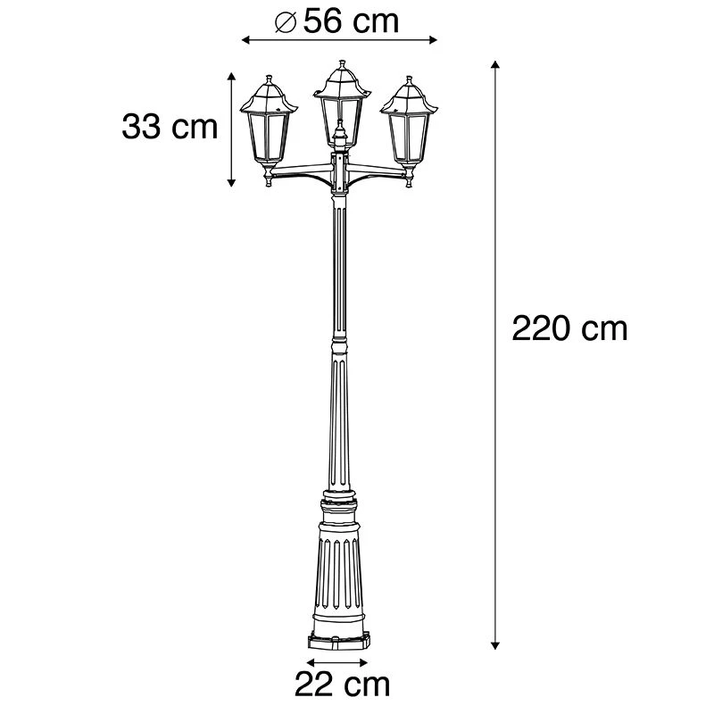 QAZQA Außenlaterne schwarz 220 cm 3-flammig IP44 - Havanna 7 QAZQA Außenlaterne schwarz 220 cm 3-flammig IP44 - Havanna - Image 5