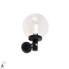 QAZQA AuĂenwandleuchte schwarz mit klarer Kugel inkl. Bewegungsmelder - Sfera 1 QAZQA AuĂenwandleuchte schwarz mit klarer Kugel inkl. Bewegungsmelder - Sfera -Outdoor Lights Store 6792 102982 0