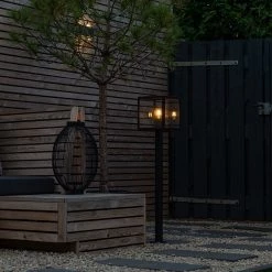 QAZQA Moderne Außenleuchte Pfahl schwarz 100 cm - Rotterdam