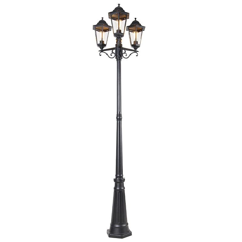 QAZQA Außenlaterne schwarz 220 cm 3-flammig IP44 - Havanna 4 QAZQA Außenlaterne schwarz 220 cm 3-flammig IP44 - Havanna - Image 2