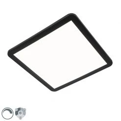 QAZQA Deckenleuchte schwarz 40 cm inkl. LED 3-stufig dimmbar IP44 - Steve