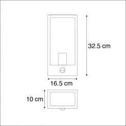 QAZQA Außenwandleuchte schwarz mit Bewegungsmelder IP44 - Rotterdam 1 21 QAZQA Außenwandleuchte schwarz mit Bewegungsmelder IP44 - Rotterdam 1 -Outdoor Lights Store 8468 95260 4
