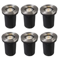 QAZQA 6er Set moderner Bodenspot Stahl Edelstahl - Basic Round