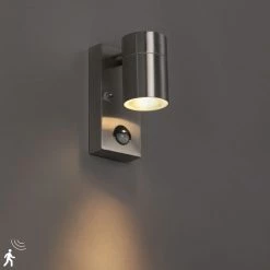 QAZQA Außenwandleuchte Stahl IP44 mit Bewegungsmelder - Solo